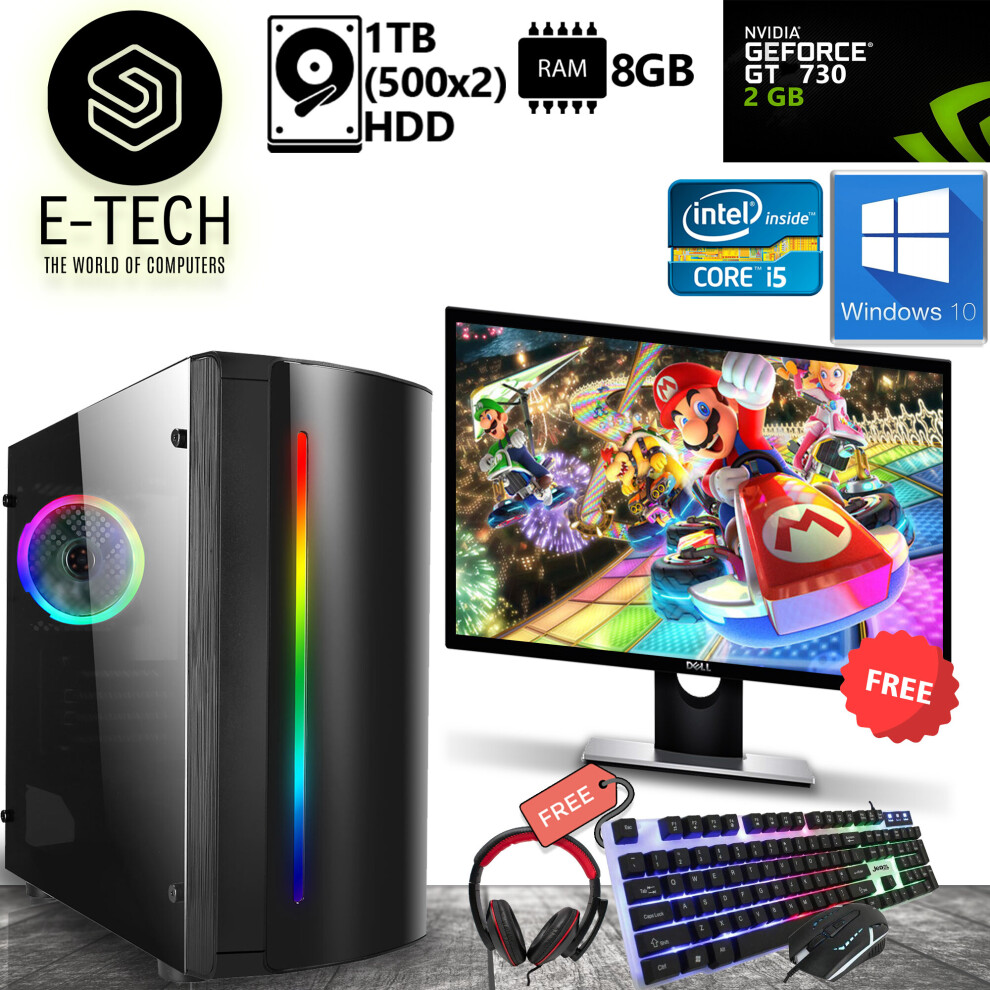 Gaming Pc Computer Bundle Intel Quad Core I5 8Gb 1Tb Hdd Gt 730 Win 10 5060936452590