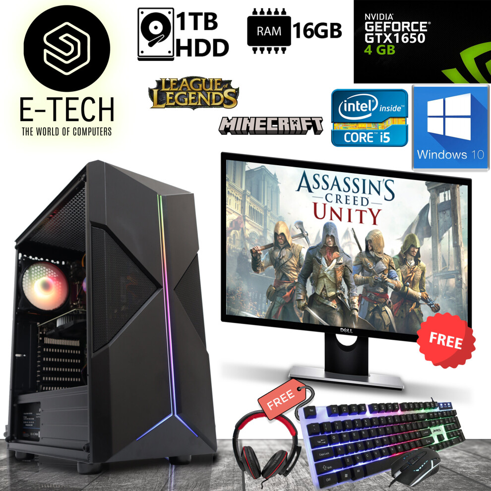 Gaming Pc Quad Core I5 Computer 16Gb Ram 1Tb Hdd 4Gb Gtx 1650 Win10 5060936451579