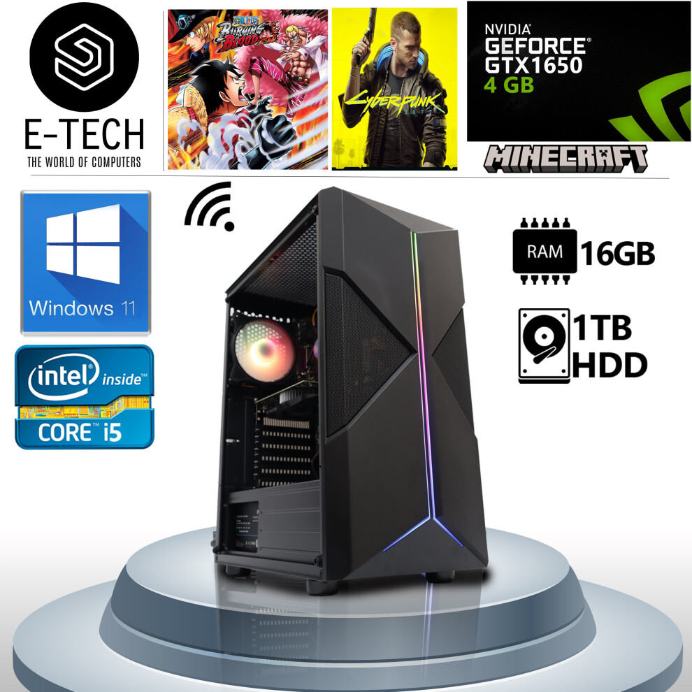 Gaming Pc Computer Intel Quad Core I5 16Gb Ddr3 1Tb Hdd Gtx 1650 Win11 5060936451715