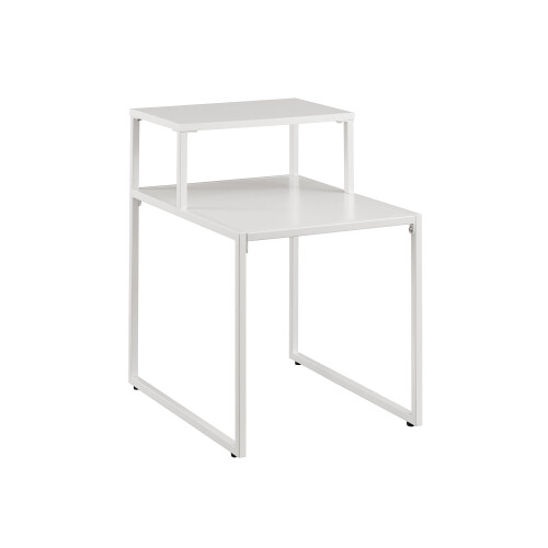 URBN Living (Solid White) Wood and Metal Sofa Side End Coffee Table 2 Tier