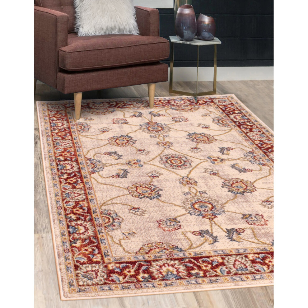 (Cream/Red, Large 160x225 cm (5'3''x7'6'')) Traditional Orient 5929 Rug Living Room Bedroom Bordered Classic Rug