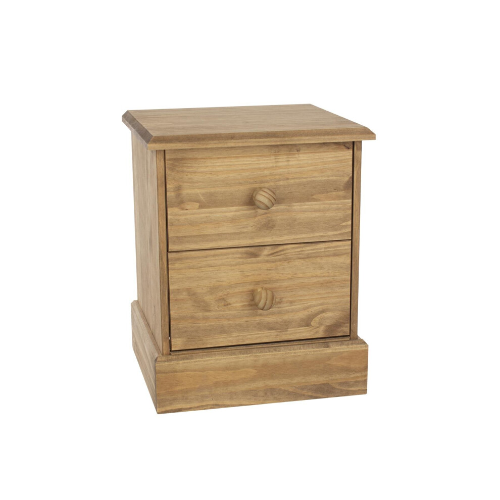 Home Source Malvern Pine 2 Drawer Bedside Table Unit