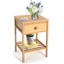 Bamboo Nightstand Bedside Table Multifunctional Accent End Table