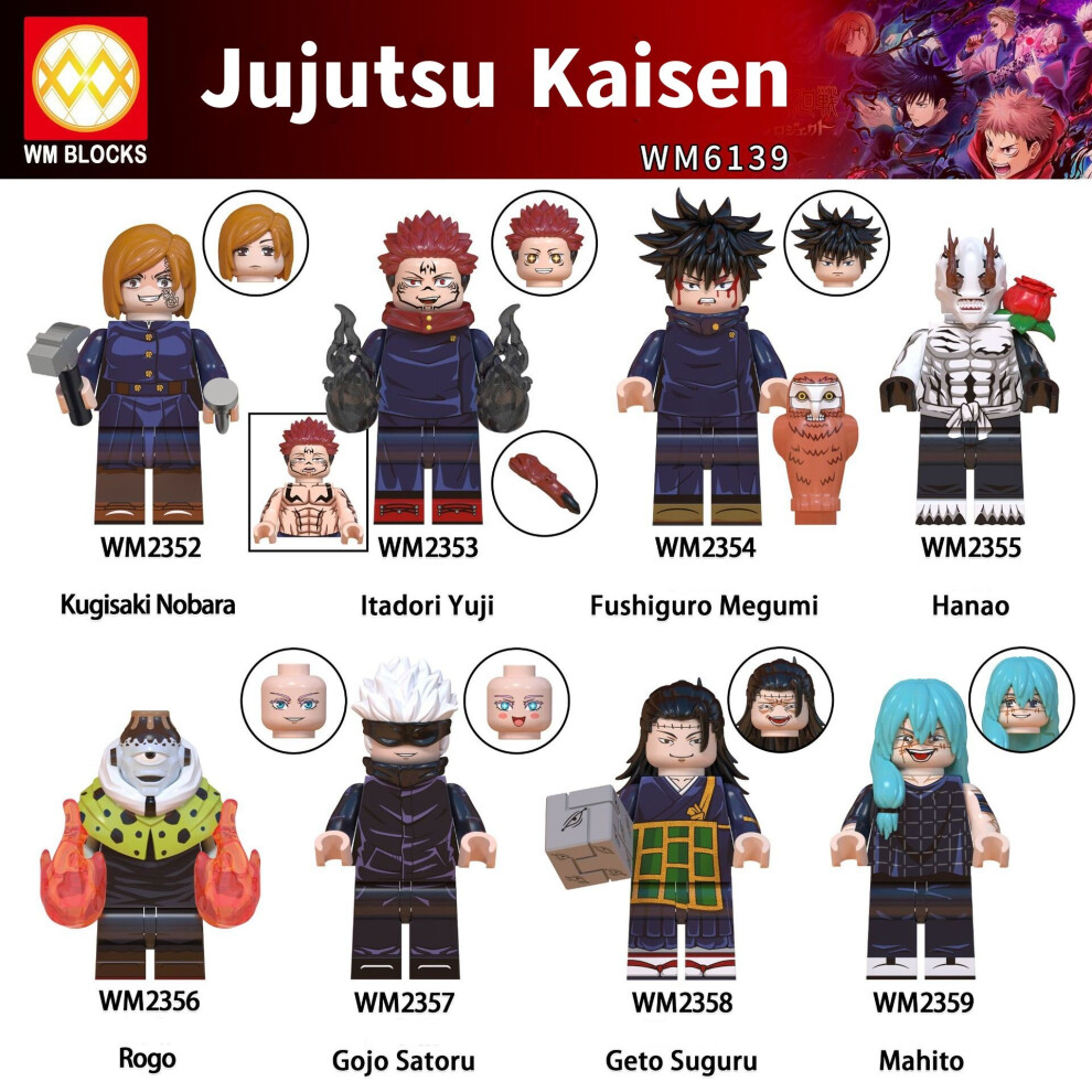 8PCS Jujutsu Kaisen Minifigures Toy Fit Lego Toy Building Block Children's Gifts