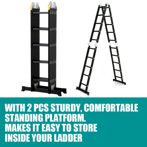 5.7M 14in1 Multi Purpose Aluminum Folding Ladder Heavy Duty 2