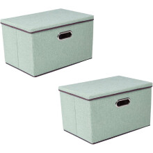 (Green) 2 Pack Foldable Storage Box with Lids  45x30x30cm