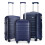 (Navy, 20/24/28 inch) 20/24/28In Multi Texture Hard Shell PP Suitcase Set 1