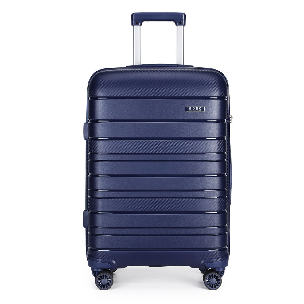 (Navy, 24 inch) 20/24/28In Multi Texture Hard Shell PP Suitcase Set-image-OPC-PB898KN-NEW