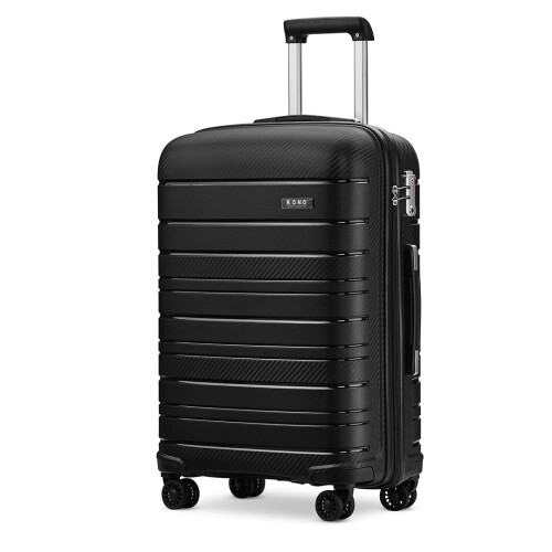 (Black, 20 inch) 20/24/28In Multi Texture Hard Shell PP Suitcase Set 2