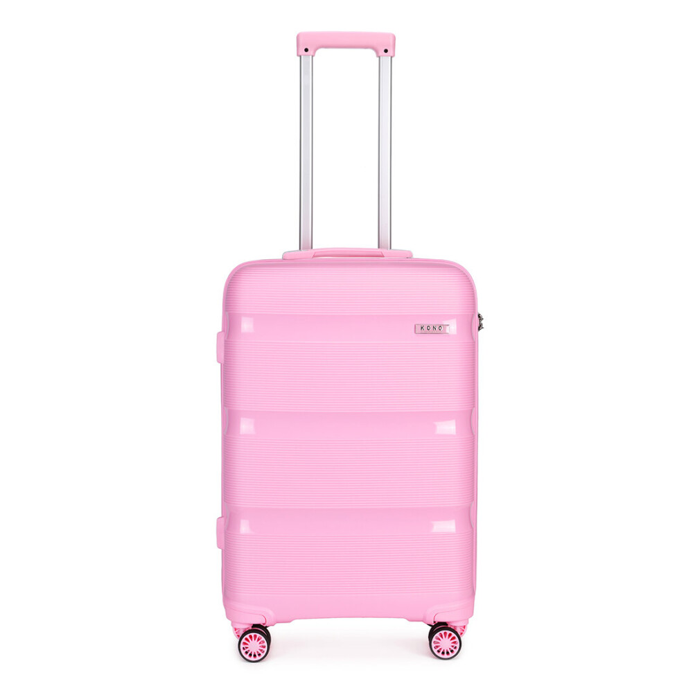 (pink, 20 inch) 20/24/28 Inch PP Hard Shell Suitcase With TSA Lock