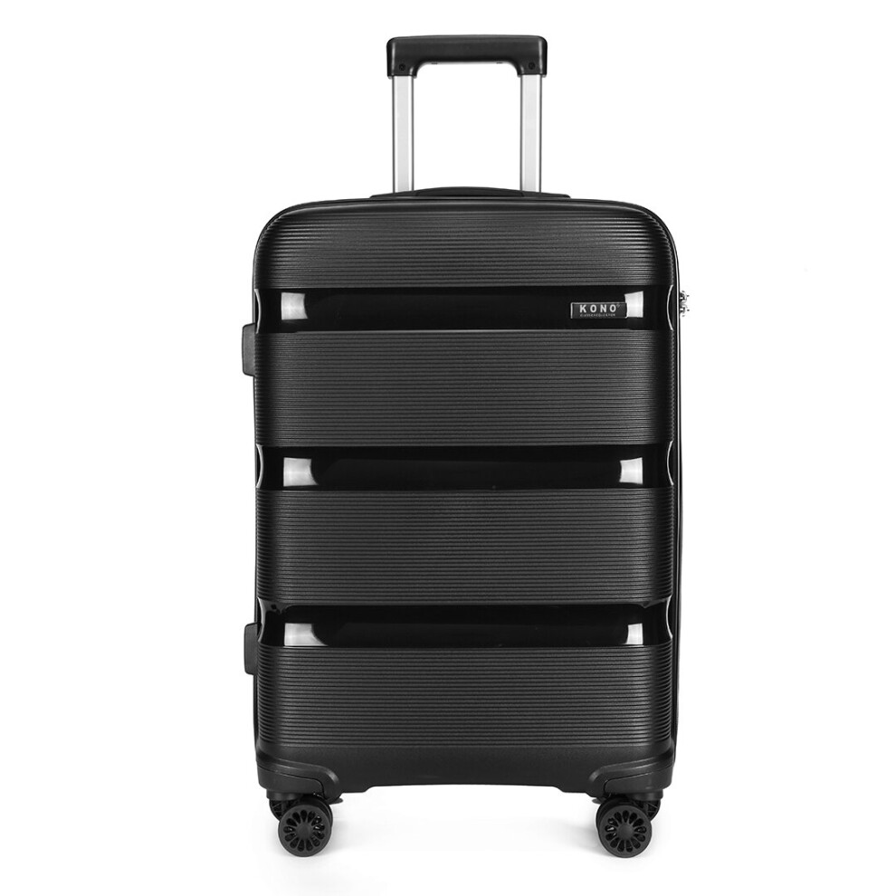Kono 24Inch Pp Luggage Hard Shell Suitcase With Tsa Lock Black