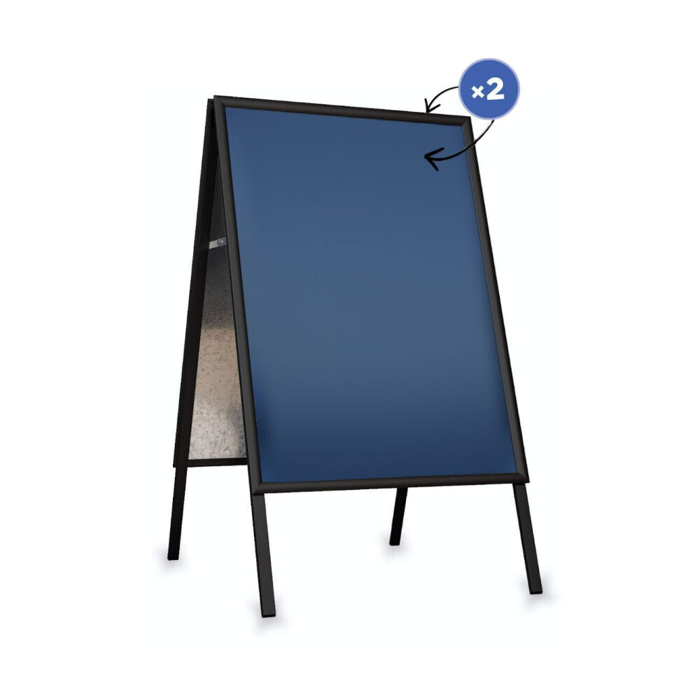A2 A-Board Pavement Sign Double Sided Poster Holder Snap Frame Black