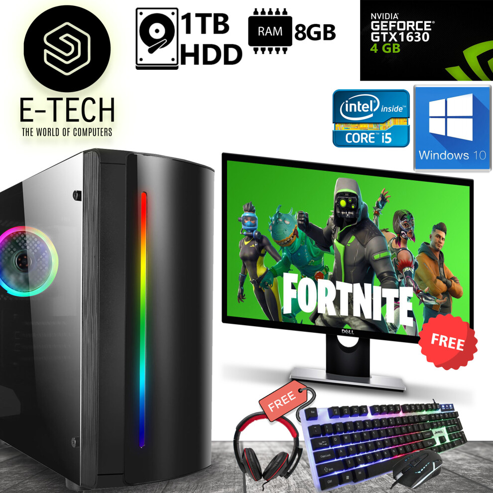 Gaming Pc Computer Bundle Intel I5 8Gb Ddr3 1Tb Hdd Gtx 1630 Windows10 5060936451678