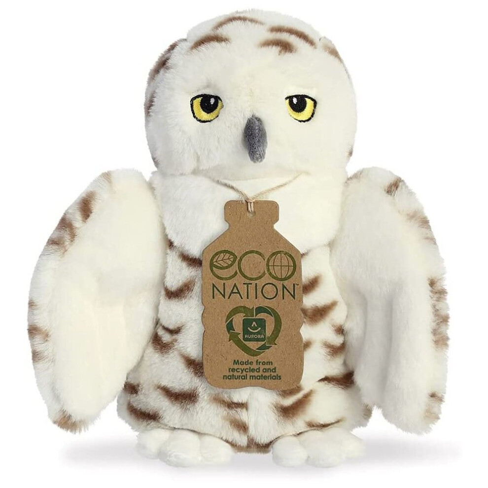 Aurora World Aurora Eco Nation Snowy Owl 8 Inch Plush Soft Toy Grey/White
