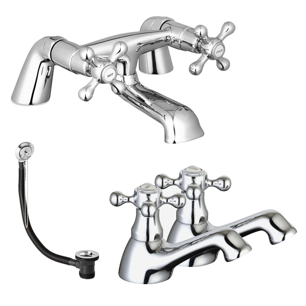 Sterling Traditional Bath Filler Mixer & Basin Hot & Cold Pair Inc. Bath Waste 5060966972914