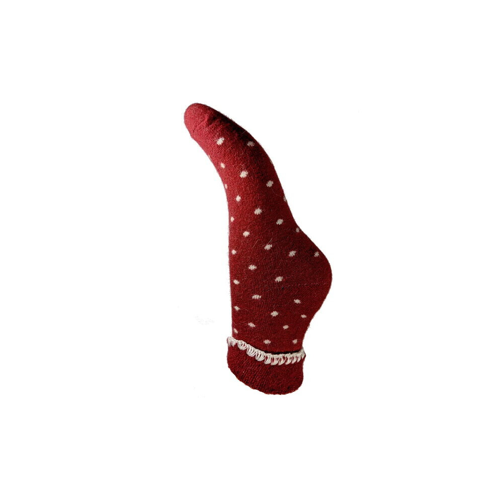 Joya Socks Women's Red,Cream Cuffed Bed Socks Wool Blend Uk 4-7 Red & Cream Dots