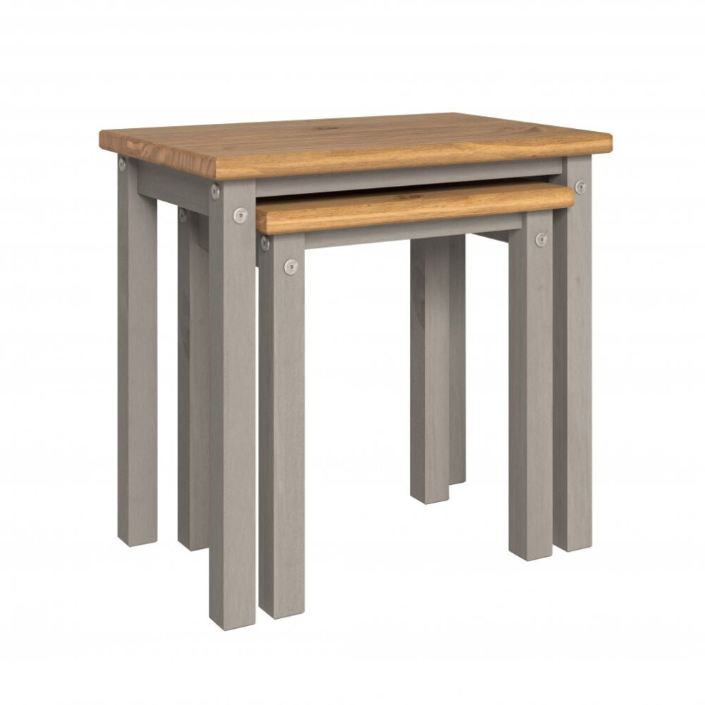Home Source Corona Linea Grey Pine Nest of Tables