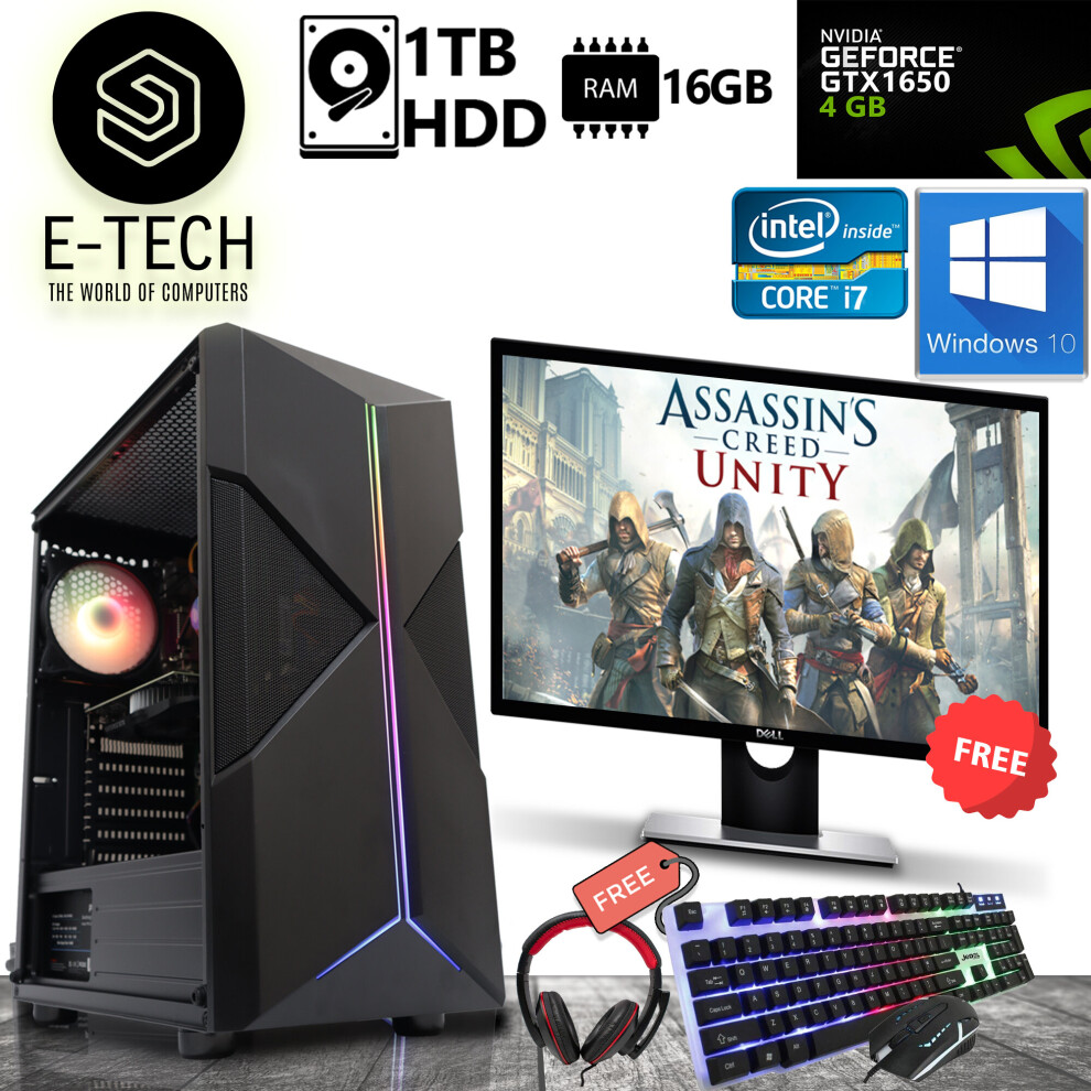 Gaming Pc Computer Bundle Intel Core I7 16Gb Ram 1Tb Gtx 1650 Win 10 5060936451517
