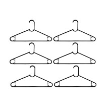 6 Pack Black Plastic Coat Hangers - 39.5cm, 6mm Thick, Adult Size, Space-Saving, Multi-Purpose Hangers