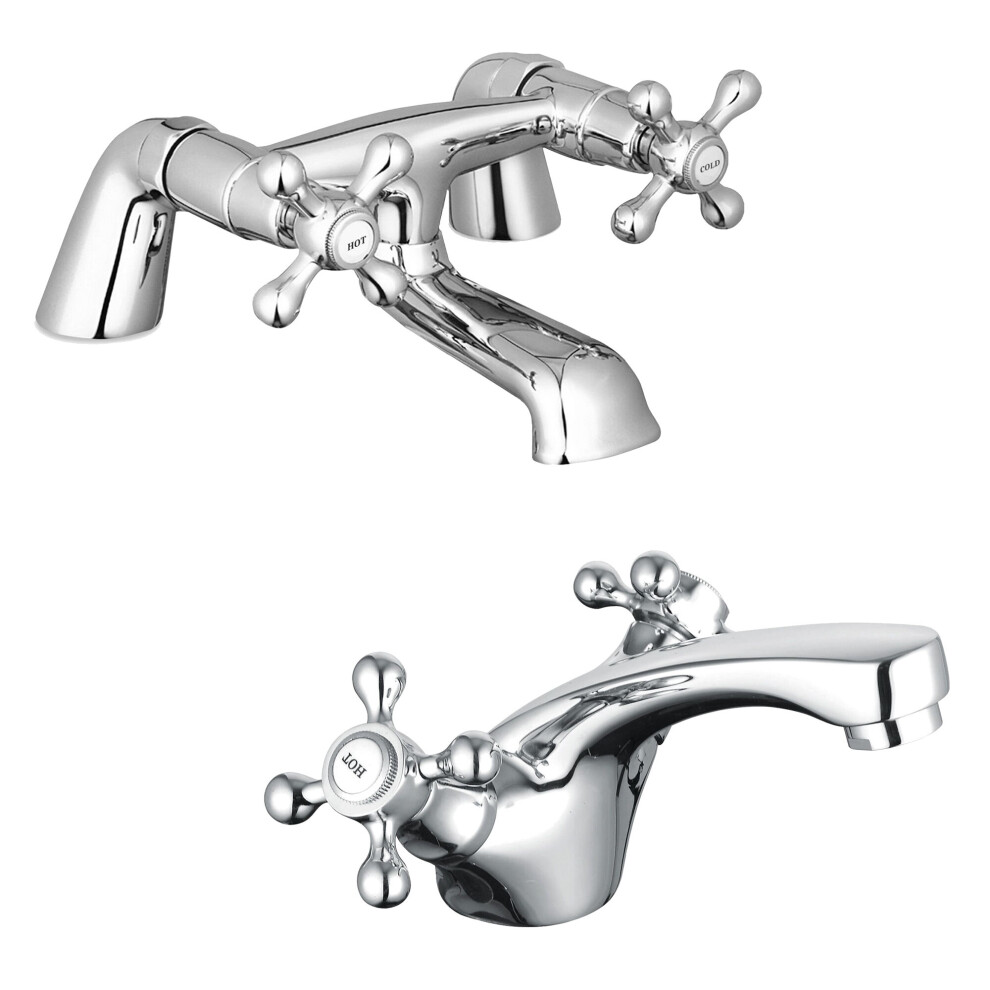 Sterling Traditional Bath Filler Mixer & Basin Tap Pack - Chrome 5060966972945