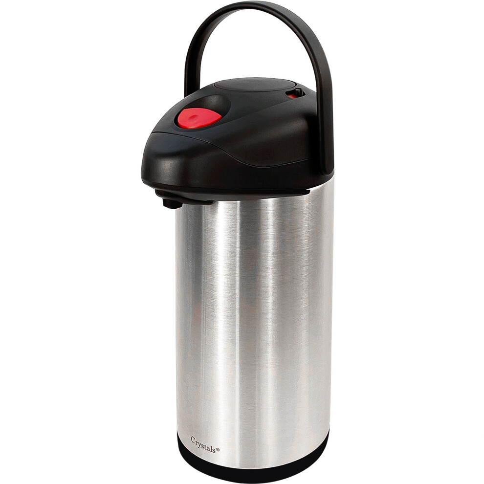 Denny International Stainless Steel Air Pot Flask Tea Coffee Pump Action Vacuum Thermos (5 Ltr Airpot Flask)