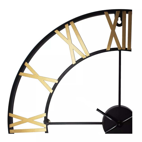 AAMEN Black & Gold Wall Clock, Extra Large Roman Numerals Wall Clock 2