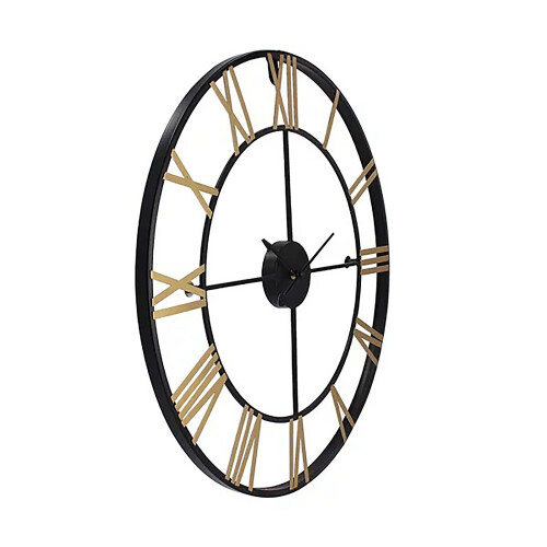 AAMEN Black & Gold Wall Clock, Extra Large Roman Numerals Wall Clock