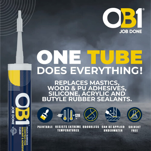 OB1 White Multi-Surface Construction Sealant Adhesive Water Weather Resistant 1