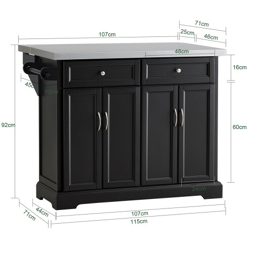 SoBuy® FKW71-SCH, Extendable Kitchen Storage Trolley Kitchen Island 2