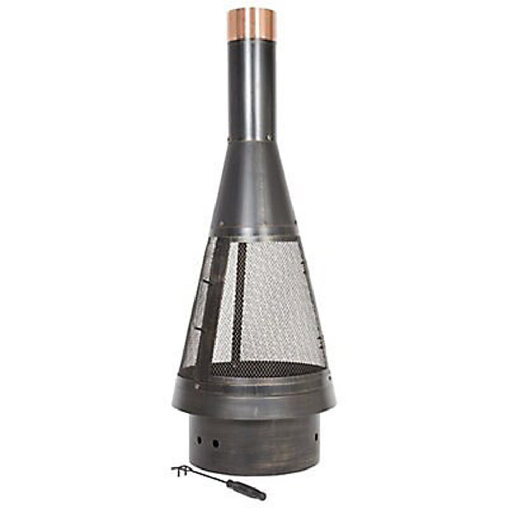 La Hacienda Steel Chiminea Colorado Black (H)1200mm Modern Outdoor Patio Heater