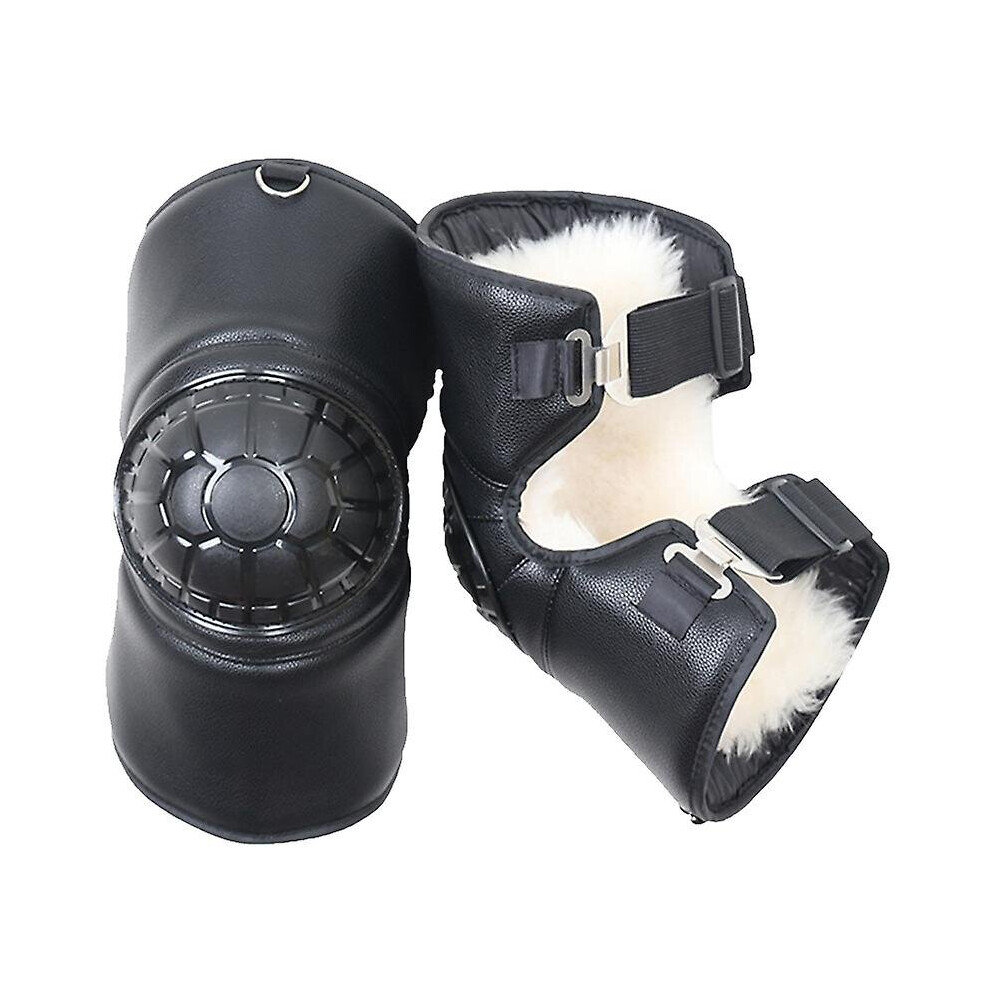 1 Pair Winter Motorcycle Knee Pads Warm Leather Knee Protector Windproof Leg Cover Black 768677122059