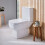 NES Home Choices 600 Modern White Ceramic Open Back Pan with Cistern & Soft Close Seat 1