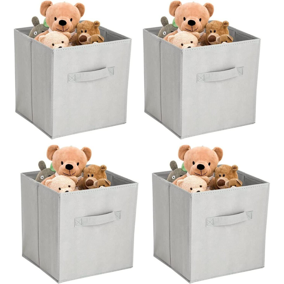 4X Foldable Storage Collapsible Folding Box Home Clothes Organizer Fabric Cube Grey