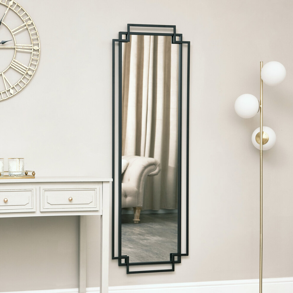 Black Art Deco Wall Mirror 142cm X 47cm