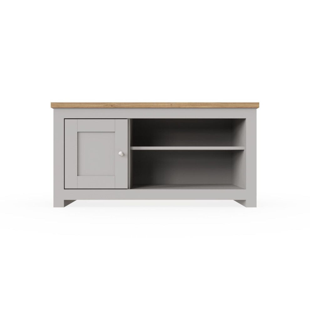 Lisbon TV Unit Stand Media 1 Door and Open Shelf Light Grey