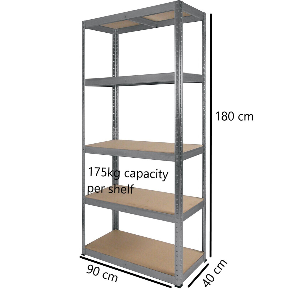 5 Tier Racking Shelf Heavy Duty Garage Shelving Storage Shelves Unit 180x90x40cm