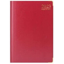 2023 A6 / A5 / A4 Padded Hardback Diary Metal Edge (Red, A4 Week to View)