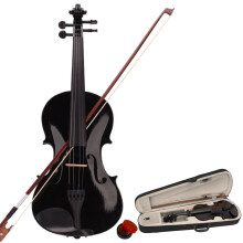 4/4 Black Acoustic Violin Set with Case, Bow & Rosin - Full-Size for Students & Adults (Arbor Bow with Horsehair)