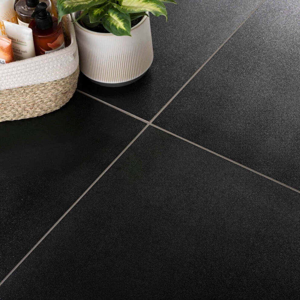 Amiata Sparkle Black Porcelain Wall & Floor Tiles 600 X 600Mm 5056467292880