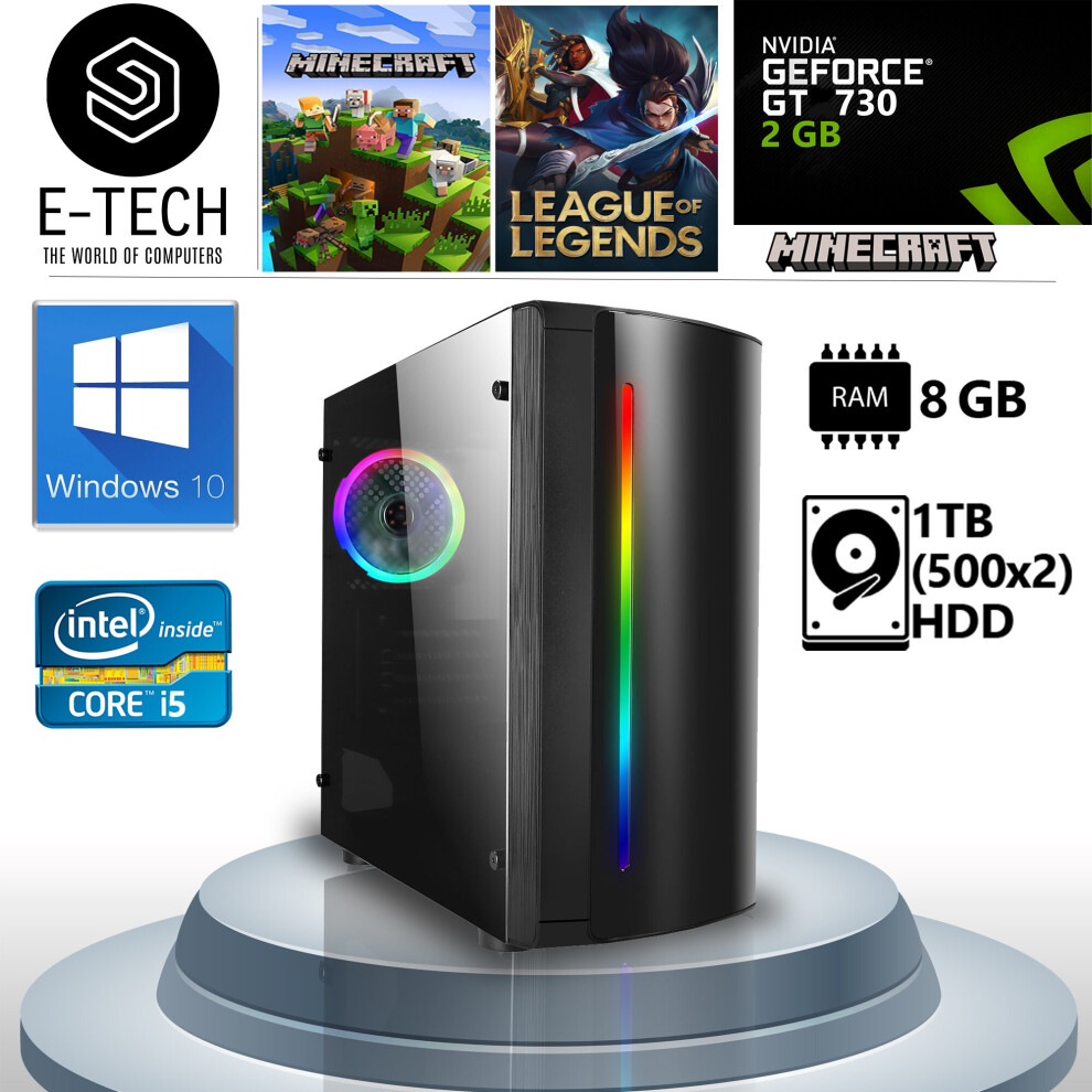 Refurbished Gaming PC Computer Intel Quad Core i5 8GB DDR3 1TB HDD 