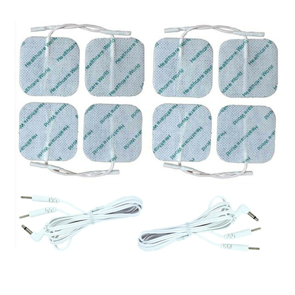 Healthcare World 8 Adhesive Square Tens Electrodes 5Cm X 5Cm With Male Lead Wires