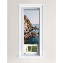 (60 cm Width x 140 cm Drop) Lister Cartwright Riomaggiore Italy Sea Blackout Roller Blinds Windows Blind