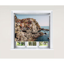 (180 cm Width x 140 cm Drop) Lister Cartwright Riomaggiore Italy Sea Blackout Roller Blinds Windows Blind