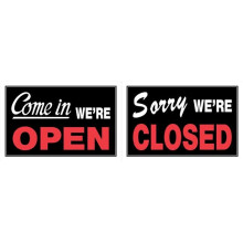 Hillman Group  8 x 12 in. Red & Black Plastic Yes Were Open & Sorry Were Closed sign -  6 Piece