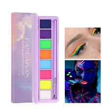 (01) Water Activated Eyeliner Palette 8 Colors Neon Body Paint Matte Graphic Eyeliner