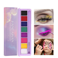 (02) Water Activated Eyeliner Palette 8 Colors Neon Body Paint Matte Graphic Eyeliner