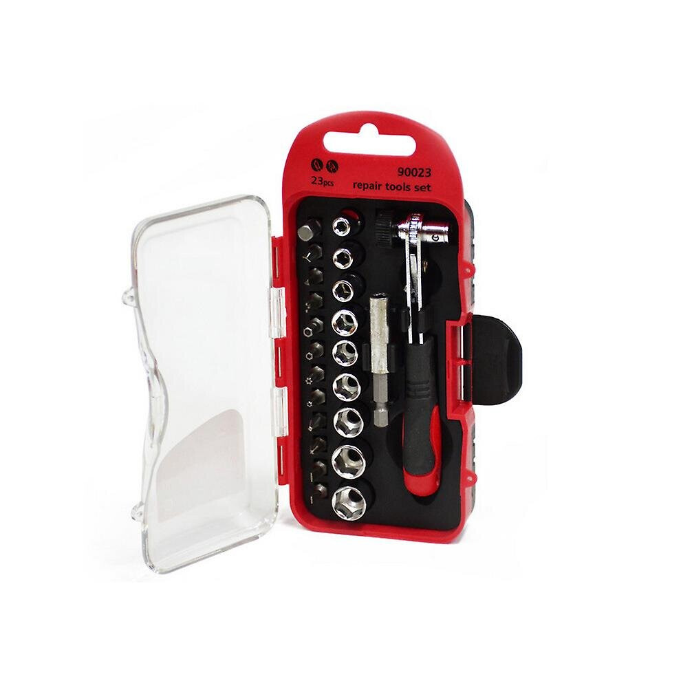 23Pcs Drive Bit Socket Set Mechanical Repair Tools Multi Function Precision Ratchet Wrench 768671559738