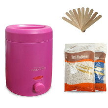 (Pink, EU Plug) Electric Wax Heater Hair Removal Wax Therapy Kit With Wax Beans And Stick