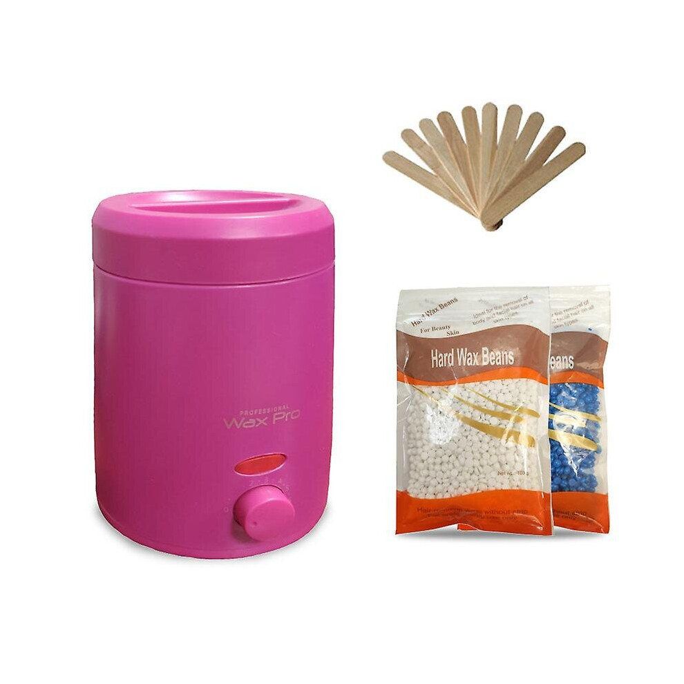Pink (, Eu Plug) Electric Wax Heater Hair Removal Wax Therapy Kit With Wax Beans And Stick