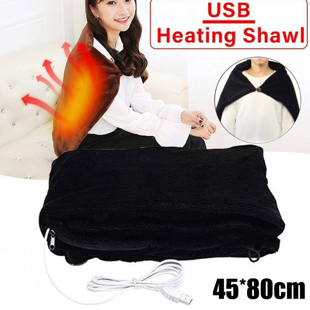 USB Electric Heated Blanket Winter Warm Throw Poncho Wrap Heated Shawl